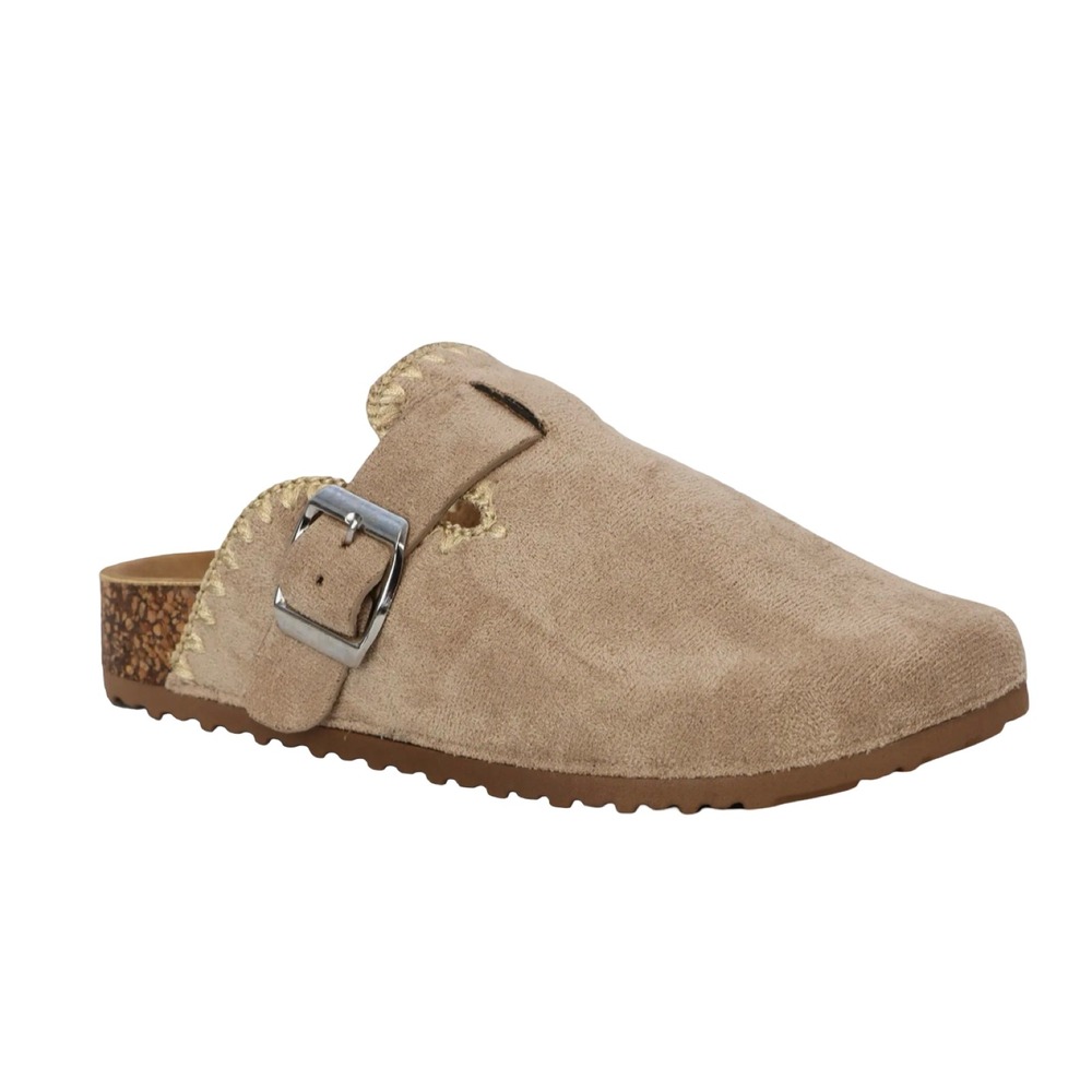 Yo Kids Lorena-13Y Tan Faux Suede Buckle Clogs Size 2 Kids Slip On‎ Shoes
